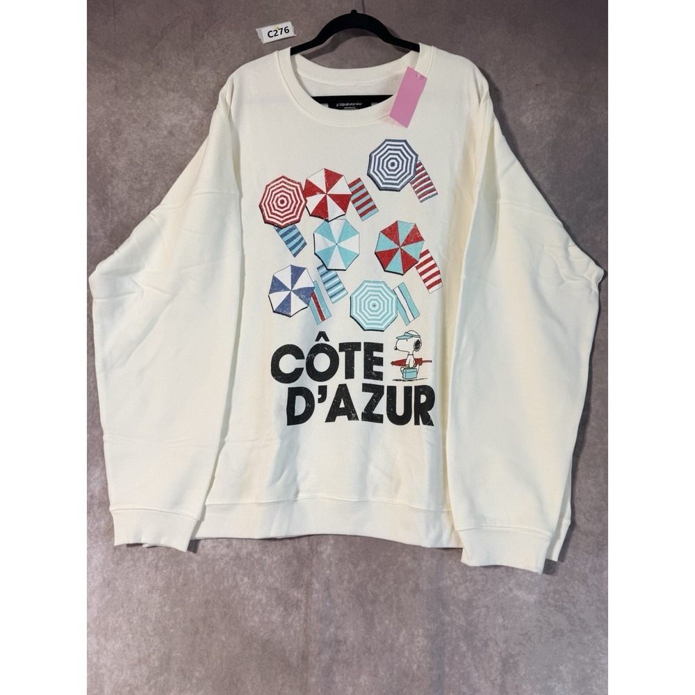 Peanuts Snoopy Cote D'Azur Graphic Sweatshirt White Size 3 Xl NWT